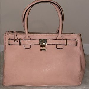 Pink Textured Padlock Satchel